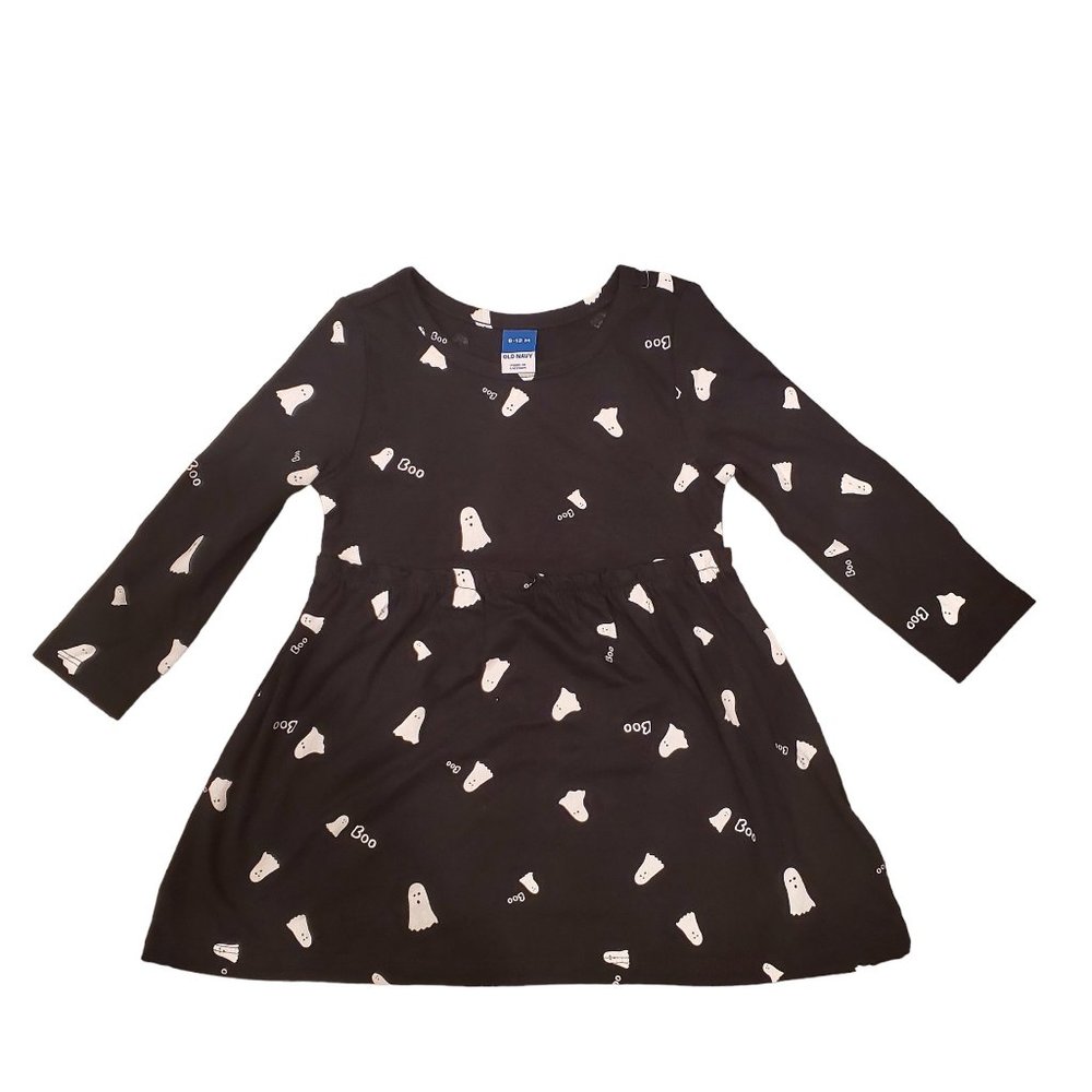 NEW Old Navy Girls Dress. Halloween Ghosts. Black. Size‎ 6-12 M. NWT